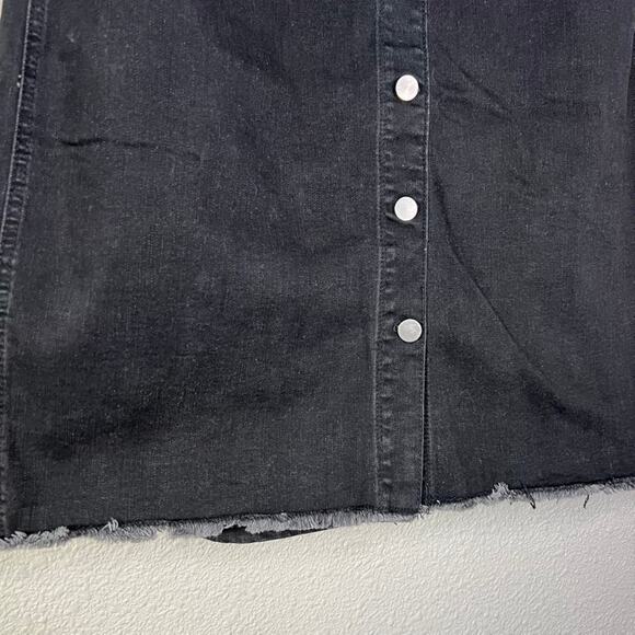 Skies Are Blue Black Denim Button Front Raw Hem Plus Size Knee Length Skirt 1X - Picture 8 of 12